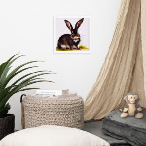 cute rabbit - aquarelle art print, wall decor - framed poster