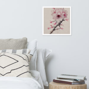 cherry blossoms - tusche drawing, aquarelle painting, watercolor art - framed poster
